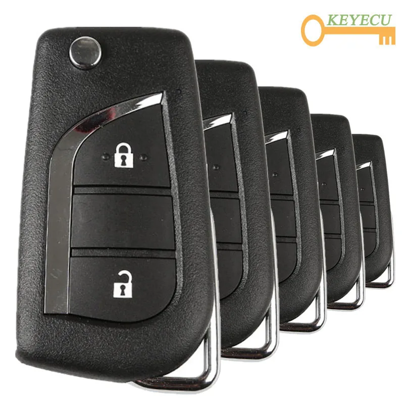 KEYECU 5 шт. XHORSE английская версия XKTO01EN для Toyota стиль провода универсальный дистанционный ключ-2 кнопки-для VVDI ключ инструмент, VVDI2