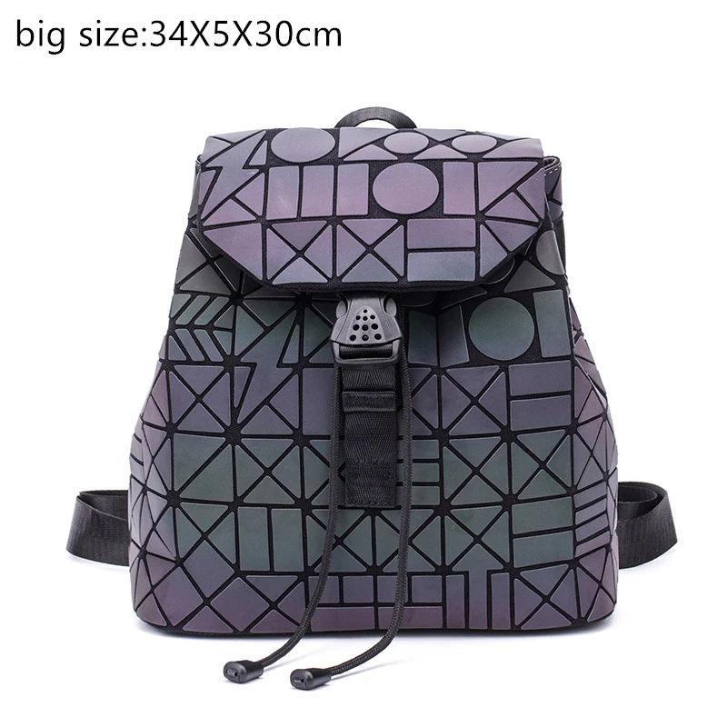 backpack Женский рюкзак со светящимися геометрическими клетчатыми пайетками, женские рюкзаки для девочек-подростков, сумка на шнурке, голографический рюкзак - Цвет: backpack