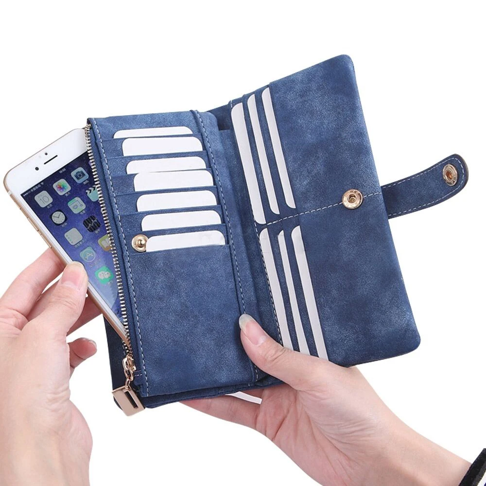 Minimalist Design Thin Long Bifold Wallet Women Female Brand Leather Coin Purse Card Holder Ladies Money Dollar Cuzdan portfel
