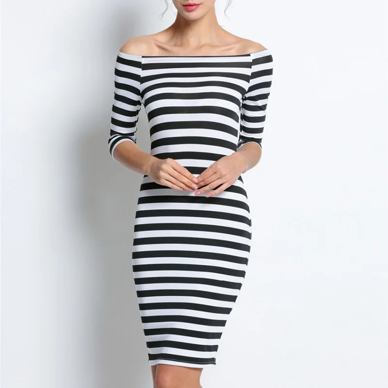

2019 Summer fashion Striped Dresses Korean style Lady Casual Half Sleeve Dress Slim Office Dress Plus Size Women Clothing