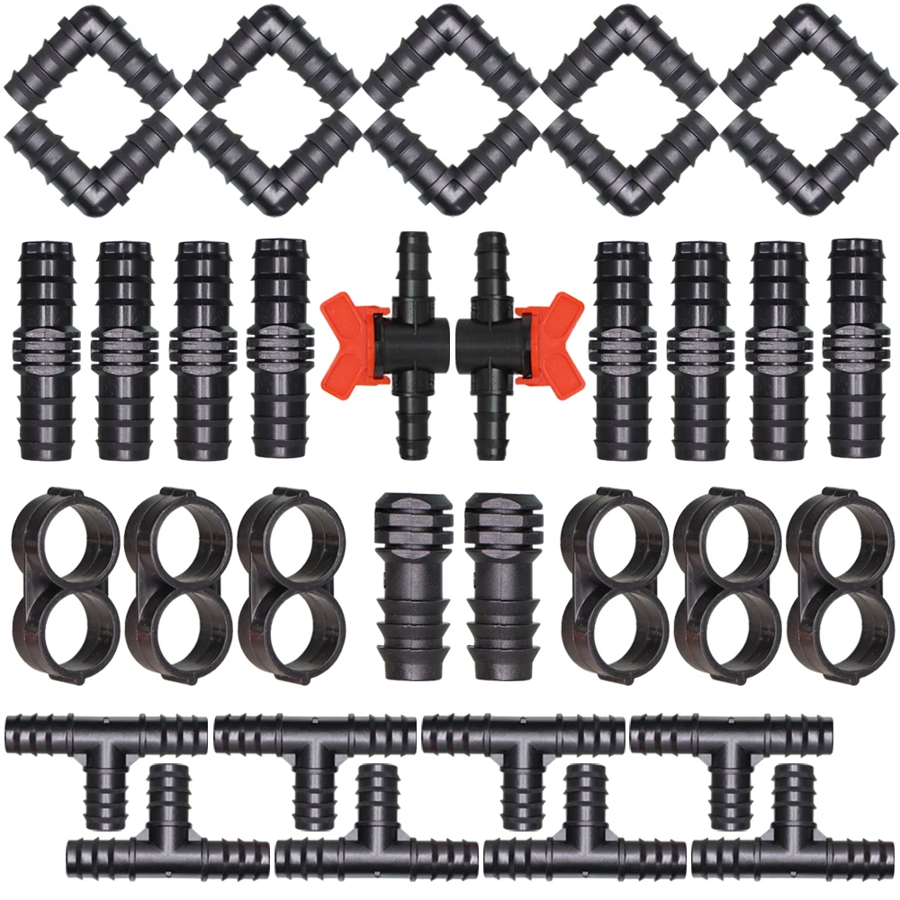 

Garden Irrigation 16 20 25mm Tubing Barbed Connector Fitting Tee Elbow Couplings End Plug Shut Off Micro Drip Hose Adapter