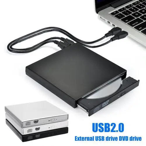 Черный Тонкий внешний оптический привод USB 2,0 DVD комбинированный DVD rom плеер CD-RW писатель подключи и играй для ноутбука Настольный ПК Windows - Цвет: Черный
