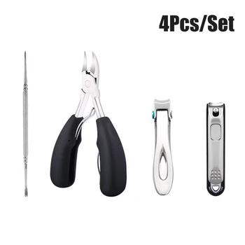 

4pcs Nail Clippers Set Stainless Steel Hygienic Portable Grooming Manicure Tools Plier Trimmer Professional Toenail Fingernail