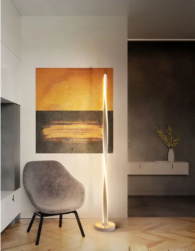 Modern design remote dimming floor lamp living room bedroom decoration acrylic aluminum spiral shape LED indoor lighting | Лампы и