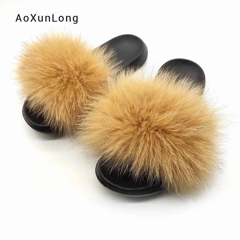 New Fashion Real Fox Fur Slippers for Women Customzed Plush Fur Slides Solid Color Female Hand Bags Sets - Цвет: Slipper 10