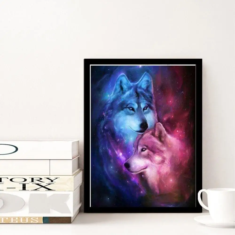 Полный квадратный круглый 5D DIY Алмазная картина любовь Волк 3D вышивка крестиком