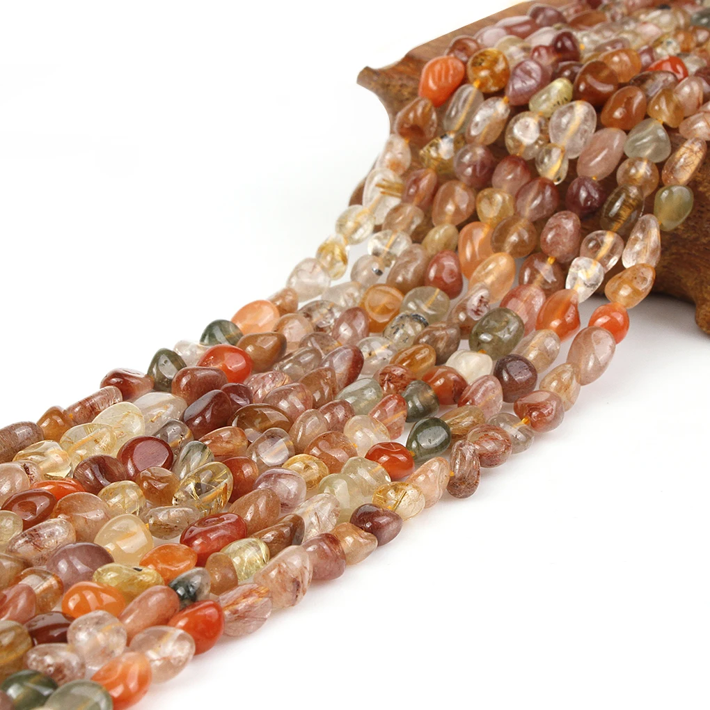 

Natural Mix Rutilated Quartz Gravel Gemstone Loose Stone 5-7 mm For Necklace Bracelet DIY Jewelry Making 15inch Strand