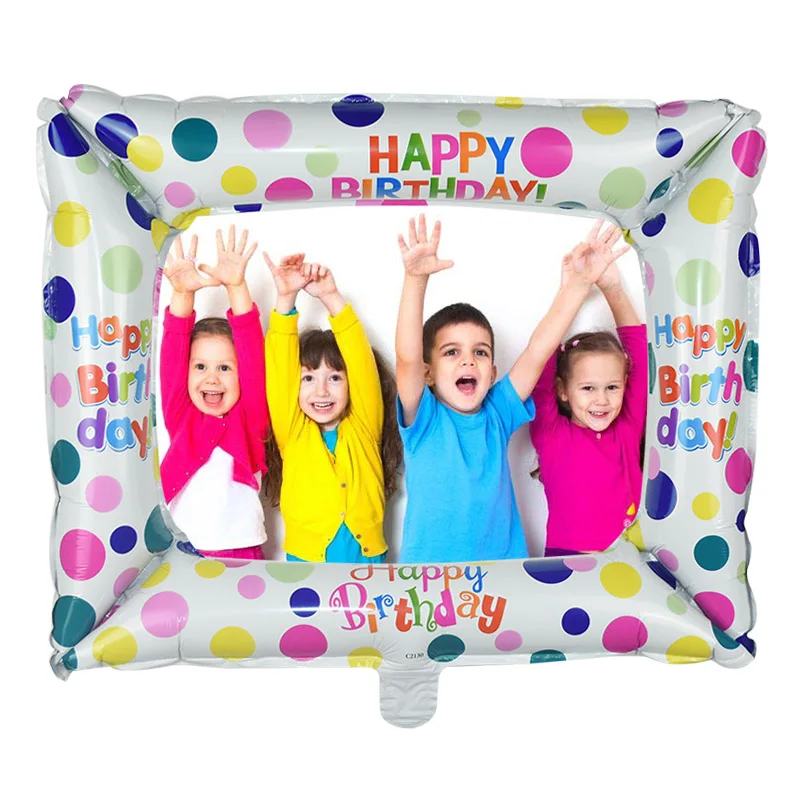 1/2pcs New Style Happy Birthday Photo Frame Foil Balloon Rectangle Balloon for Kids Adults Birthday Party Decoraiton Photo Props