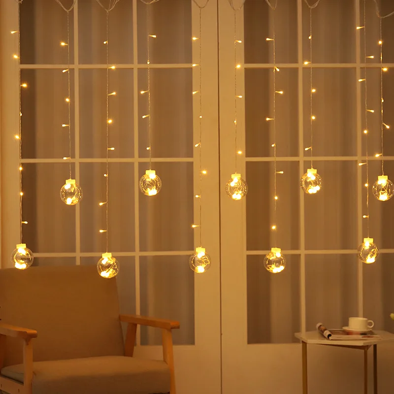 

LED Wish Orbs Lighting Chain Birthday Curtain Lights Creative Proposal Props Christmas Decoration Romantic Room Bedroom Colorful