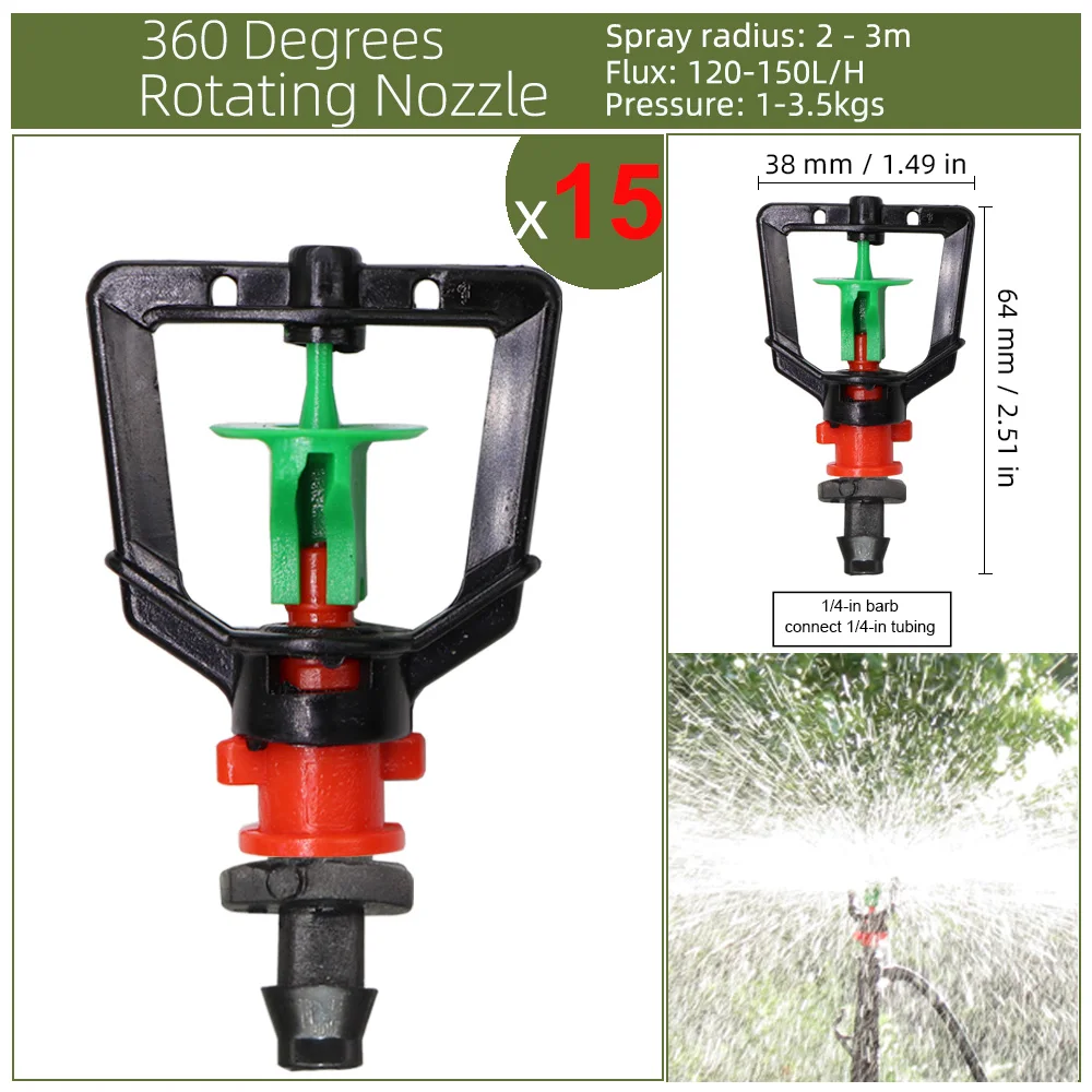 Description Picture 4 of itemGreenhouse Watering Sprinkler Dripper Drip Irrigation Garden Adjustable Mist Emitters Stake Micro Spray Rotating Nozzle