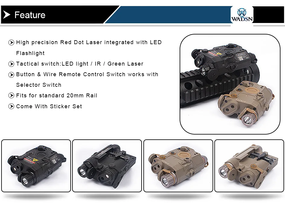 WADSN M720V тактический фонарь LA-15 зеленый точечный Лазер PEQ 15 усиленная подушечка давления двойной переключатель управления охотничье оружие огни