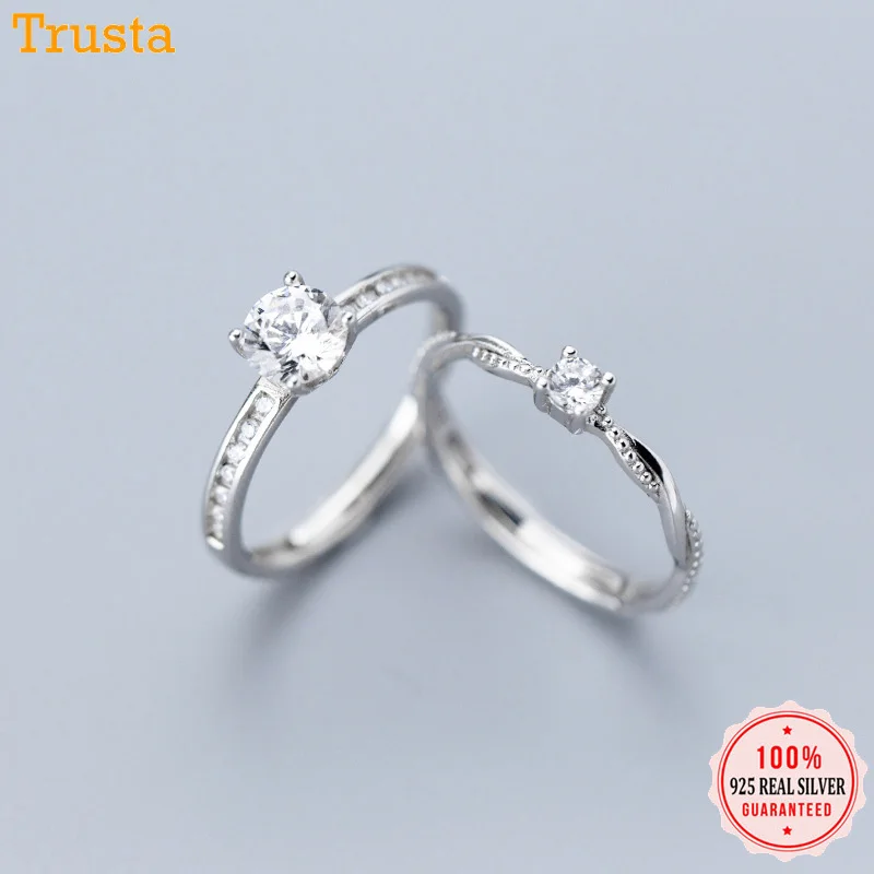 Trustdavis Настоящее серебро 925 пробы простое милое ослепительное квадратное CZ