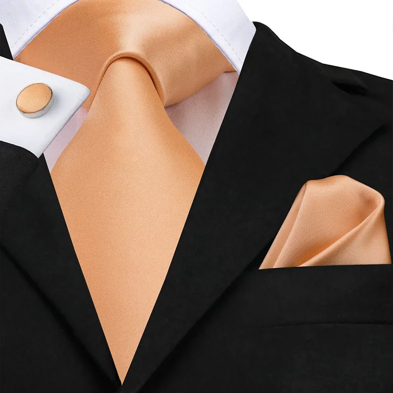 SN-3267 Hi-Tie 150 см мужские коралловые Галстуки, Одноцветный шелковый галстук для свадьбы, дизайнерский галстук на шею, набор розовых бутоньерок, запонки, деловой галстук, SN-3098 - Цвет: SN-3267