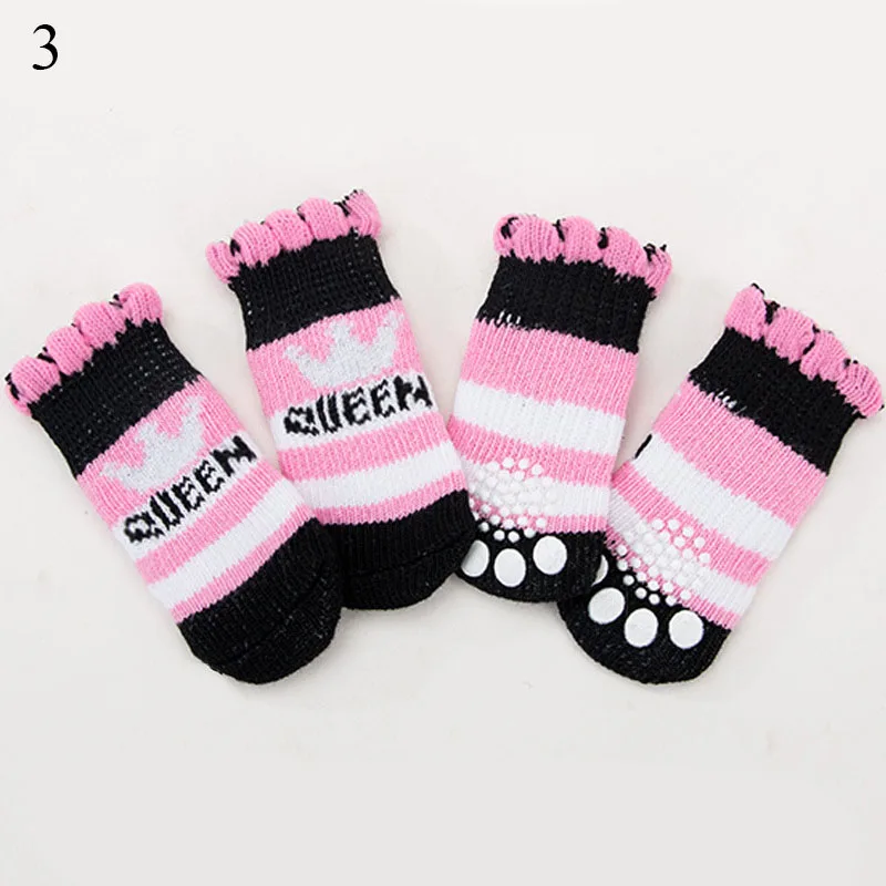 4Pcs Warm Puppy Dog Socks Pet Knits Socks Cute Cartoon Anti Slip Socks For Small Dogs Soft Acrylic Pet Shoes Pet Supplies