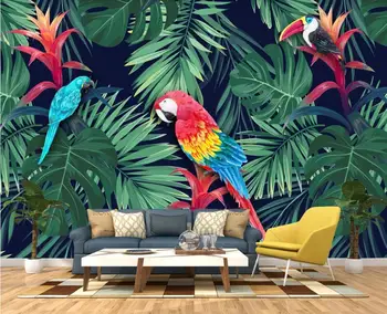 

CJSIR Custom 3d Wallpaper Mural Nordic Tropical Plant Parrot Background Wall Paper Mural Decorative Painting Papel De Parede