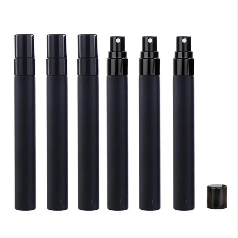 

50pcs Perfume Atomizer Refillable Bottles 5ml 10ML Glass Packaging Containers Portable Matte Black Mist Spray Bottles