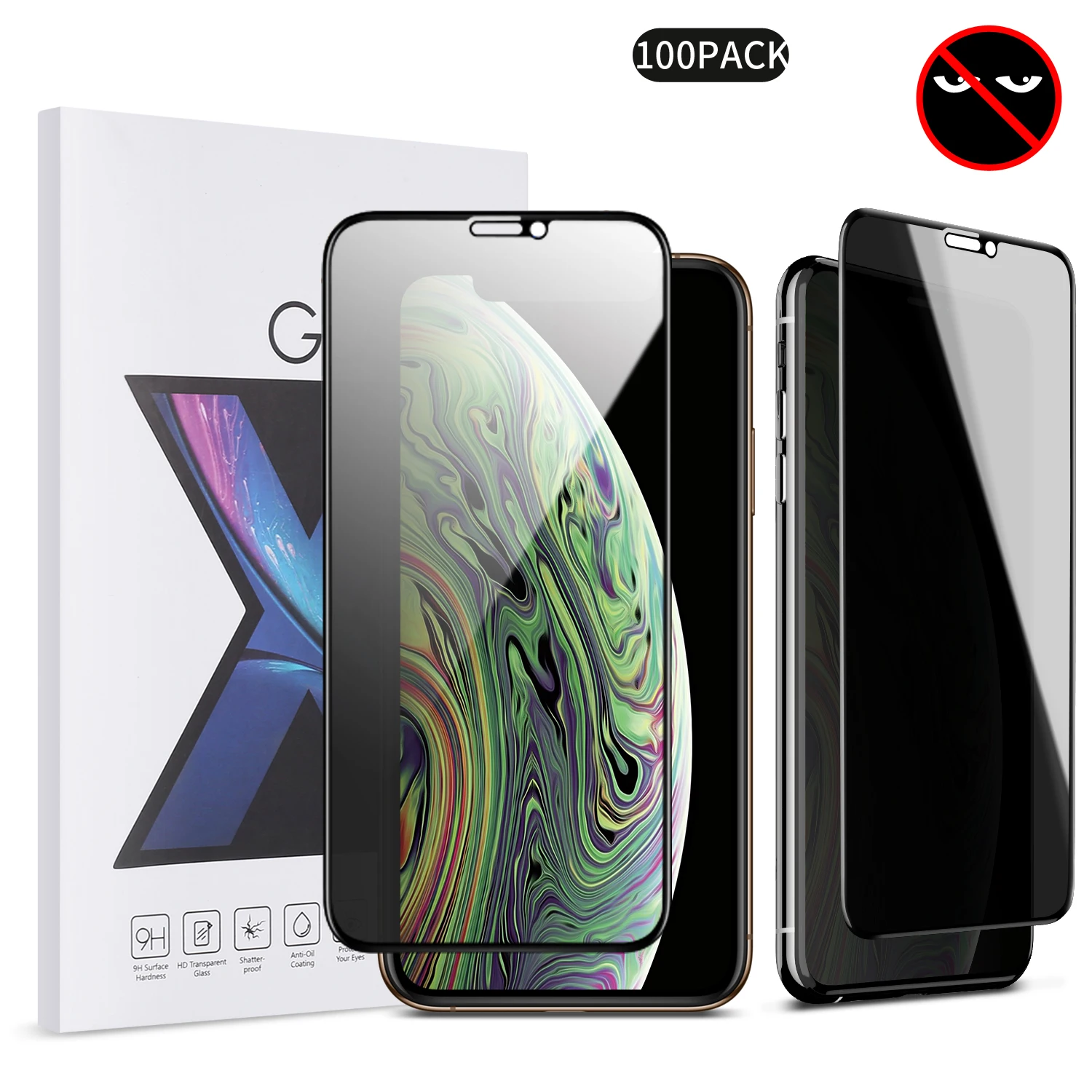100pcs iphone promax 100 шт последняя Защита экрана для iPhone11 Pro Max/iPhone XS Max, анти-шпионы Закаленное стекло пленка, 6,5 дюймов, 1 упаковка - Цвет: 100pcs iphone promax