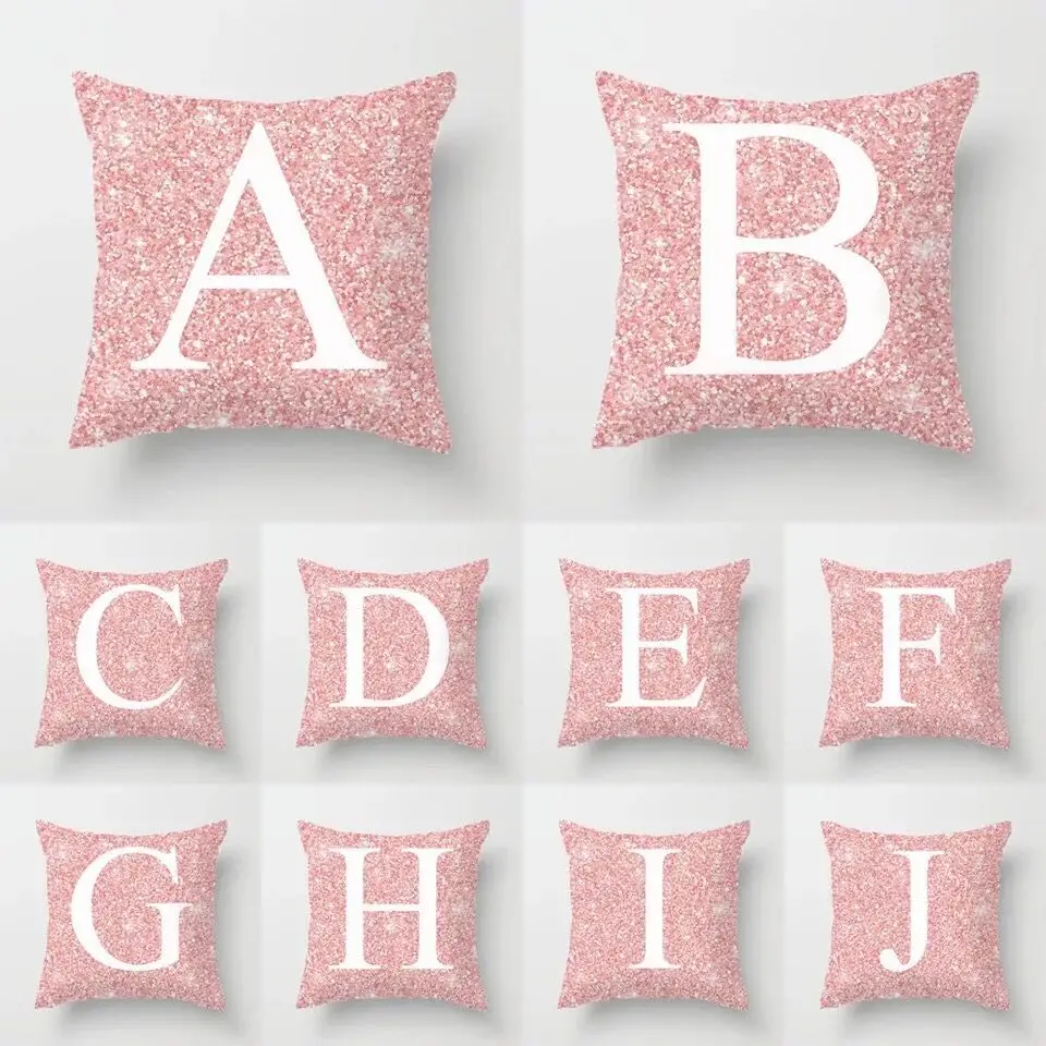 Розовая английская алфавитная наволочка из полиэстера в скандинавском стиле Горячая Рождественская наволочка для подушки дивана подушки декоративные подушки