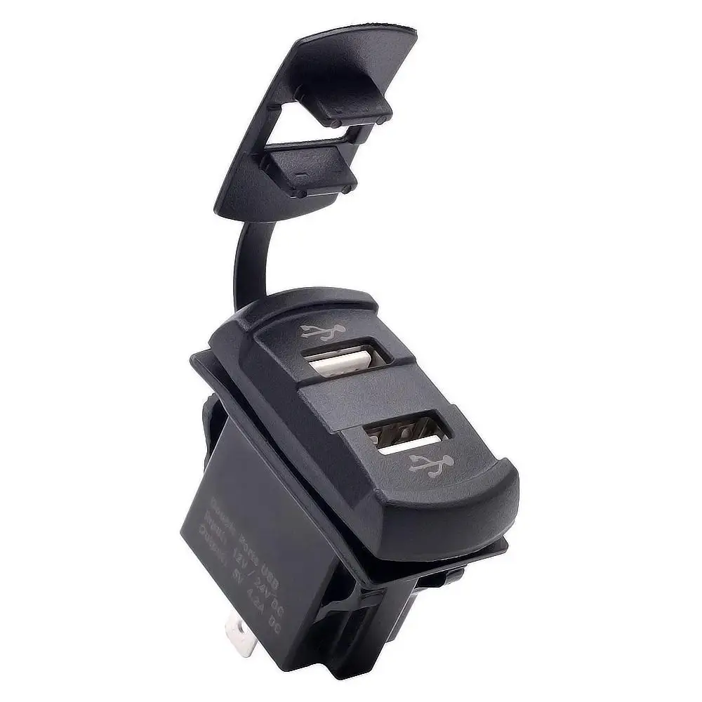 Электрический мотоцикл Зарядное устройство 12/24V Dual USB Автомобильное зарядное устройство Зарядное устройство для подключения к розетке 5V 3.1A Универсальный Automoble мобильного телефона Зарядное устройство