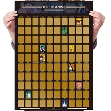 Top 100 Anime Scratch Off Poster Anime Eimer Liste Premium und Künstlerische Icons Großes Geschenk Für Anime Enthusiasten Hause Dekoration