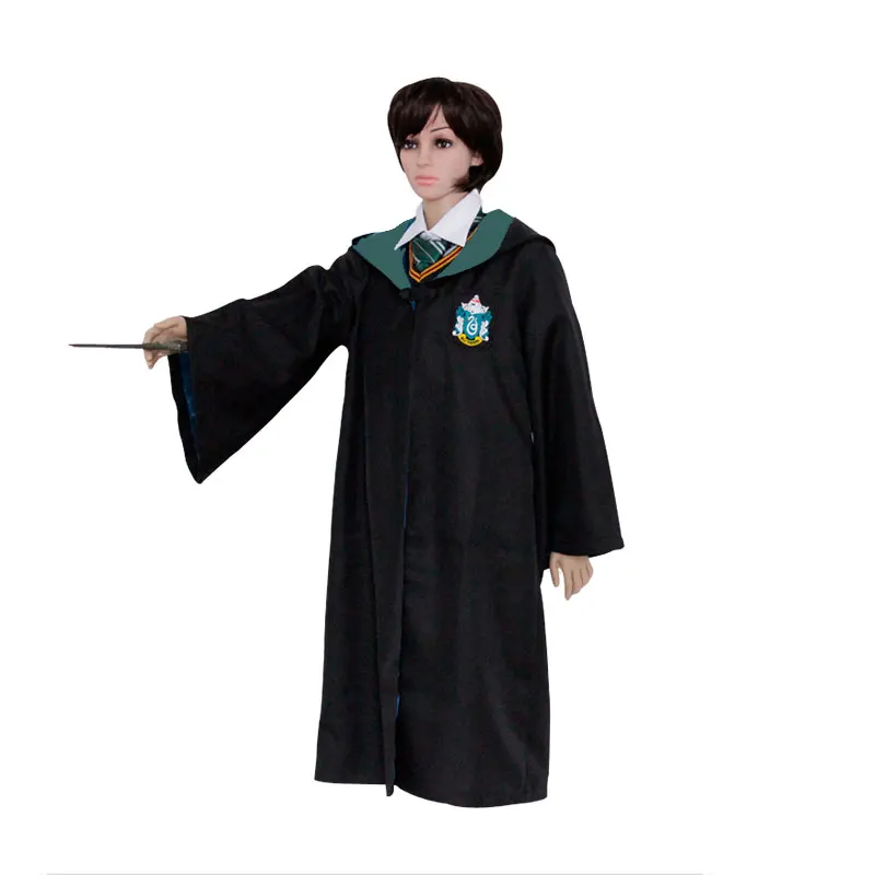 Slytherin Поттер халат Плащ Гриффиндор/слизеринравенкло/халат Хаффлпафф маскарадные костюмы для детей и взрослых для Гермионы Рон Косплей - Цвет: Slytherin