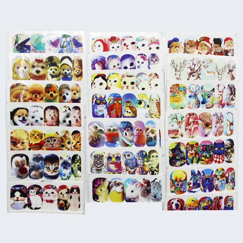 GAM BELLE 2019 new 27 designs 1pc Cute Dog Cat Nail Art Stickers Full Water Transfer 5