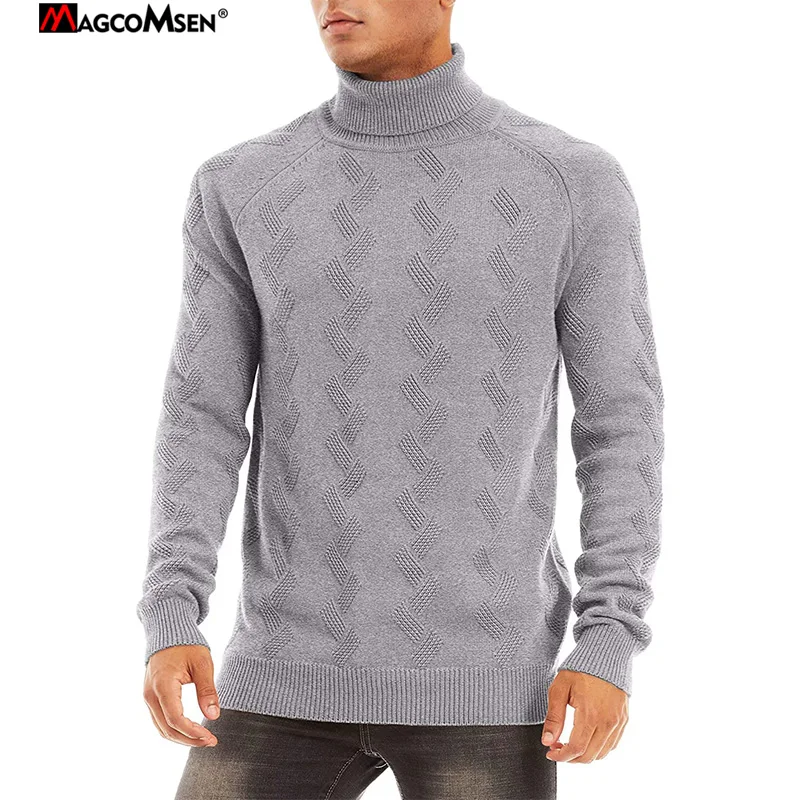 MAGCOMSEN Men's Sweaters Heavyweight Long Sleeve Pullover Knitted Turtleneck Casual Sweatshirt | Мужская одежда