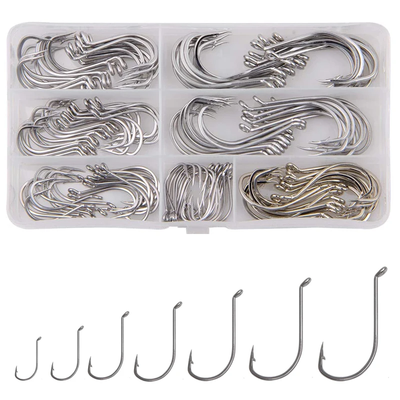 

140pcs Octopus Stainless Steel Fishing Hooks Set sharp saltwater anti corrosion cricle barbed fish hook 1/0-7/0