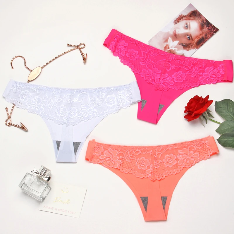 3Pcs/Set Sexy G-String Ice Silk Transparent Lace Panties Women Underwear Low Waist Female Fashion Panty Women's Lingerie Tanga - Цвет: Set 14