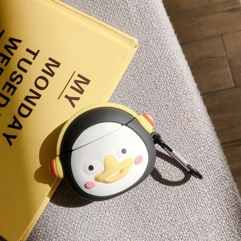 

For Apple AirPods Pro Bluetooth Wireless Earphone Cover Headphone Cover Silicone case 3D Cartoon Cute Listen Music Penguin