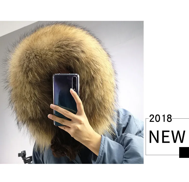 Зима, стиль, большой воротник из меха енота, Южная Корея, пуховик, женский, средней длины, свободный крой, корейский стиль, толстый, персиковый, для катания на лыжах