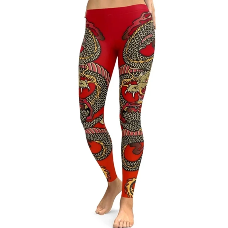 

Fashion Push Up Leggings Chinese Dragon 3D Digital Printed Leggings Women Workout Leggings Slim Leggings