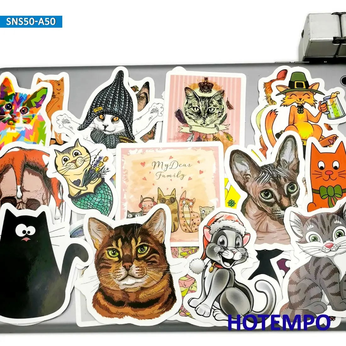 50 stücke Nette Cool Cat Muster Gemischt Cartoon Wasserdicht Aufkleber Pack für Kinder DIY Laptop Koffer Telefon Fall Skateboard Bike auto – Detail 8