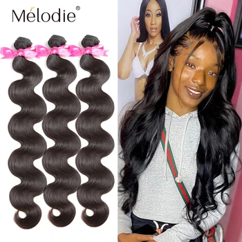 

Melodie Body Wave Bundles 30 32 34 36 38 40 Inches Human Hair Extension 1 3 4 Bundles Brazilian Water Wave Hair Bundles Deal