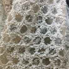 5 ярдов африканская нигерийская полосатая Золотая блестящая сетчатая Французская ткань с блестками вечерние платья кружевная ткань для шитья свадебного декора