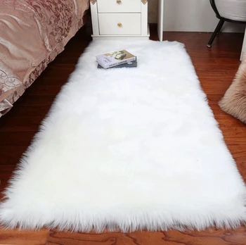 

Super Soft Rectangle Faux Sheepskin Fur Area Rugs Bedside Rugs for Bedroom Floor Shaggy Silky Plush Carpet Floor Mat Chair Pad