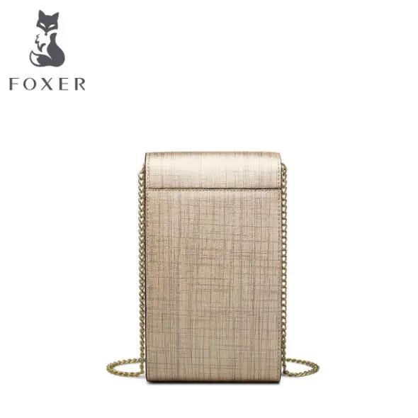 FOXER Брендовые женские маленькие сумки через плечо для девушек, кожаная сумка через плечо с цепочкой, сумки для мобильных телефонов