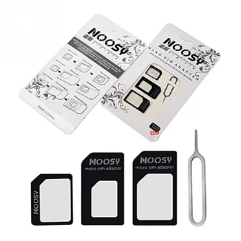 

2000set/lot NOOSY Nano SIM Card Adapter with eject pin for iPhone 5 6 7 4 in 1 from Nano to Micro Mini Sim Retail Box