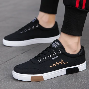 

2019Canvas Shoes Men New Men's Vulcanize Shoes Print Lace-up Non-slip Spring Autumn Breathable Fashion Flat Casual Shoes Men