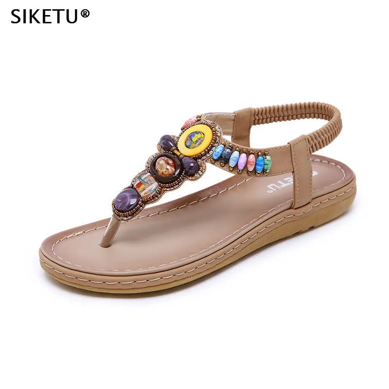 

2019 New Style Nation Sandals Bohemian Retro Beaded Bracelet Comfortable Large Size Sandals