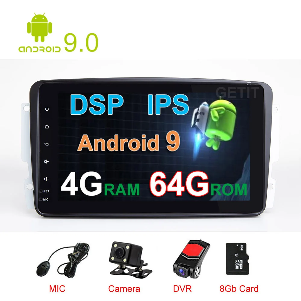

DSP IPS 64G Car DVD Stereo Multimedia Radio Android 9 for Mercedes Benz CLK W209 W203 W463 W208 Viano/W639/Vito Wifi