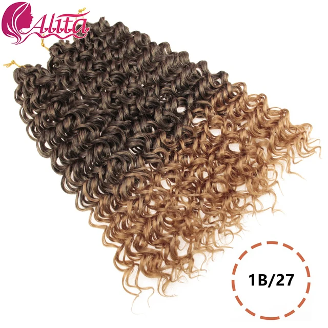 Wavy Strands Crochet Braid Hair10 14 &18inch Synthetic Ombre Wavy Curls Afro Curls Hair For Women Low Tempreture Deep Wave 1B/27HL