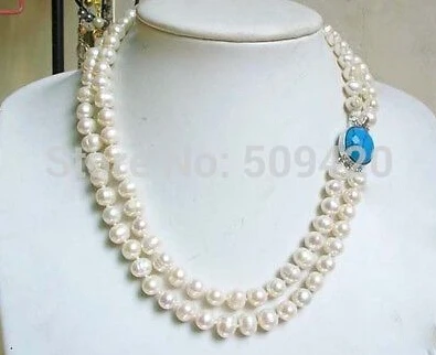 Бесплатная доставка&gt белый пресноводный жемчуг 2 нити бусины в стиле барокко
