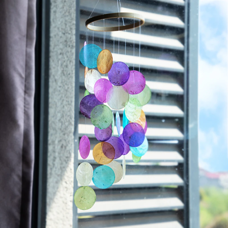 H & D Tono Rilassante Seashell Capiz Campanelli Eolici Outdoor Indoor Hanging Windchime Simple Memorial Gift Suncatcher Per Giardino Patio