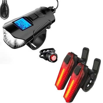 

SEWS-2 Pack USB Rechargeable Bike Tail Light with Bicycle Light USB Bicycle Flashlight Lamp Set