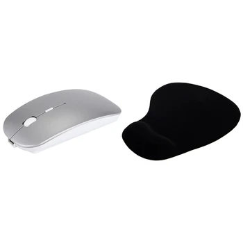 

Black Mouse Mice Pad with Rechargeable Bluetooth Wireless 4.0 + 2.4G Dual Mode 2 in 1 Charging Mouse 1600 Dpi