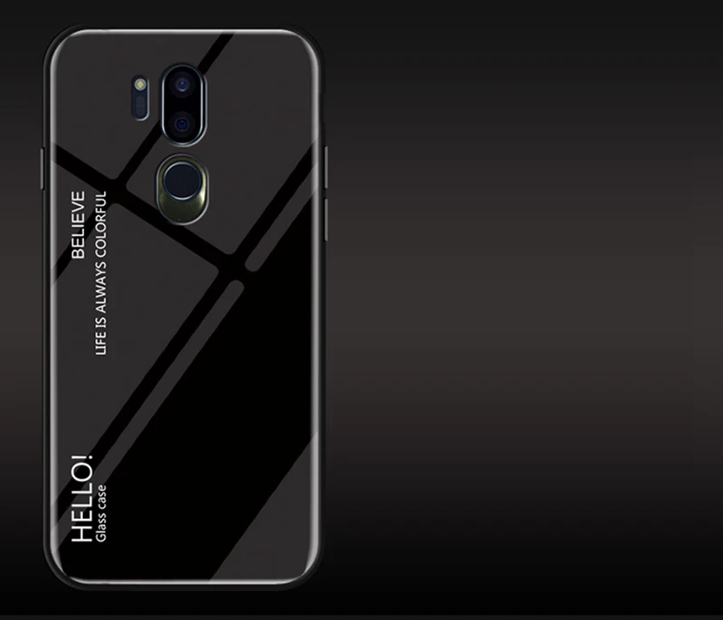 Полупрозрачный градиентный чехол из закаленного стекла для LG G7 G 7 ThinQ/Plus 6,1 дюймов TPU Мягкий край Полное покрытие