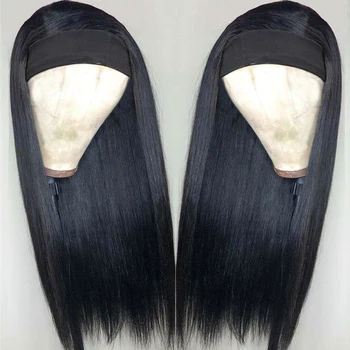 

Head band Wigs For Black Women Brazilian Straight Human Hair Wigs Glueless Remy Scarf Full Machine Headband Wig Human Hair