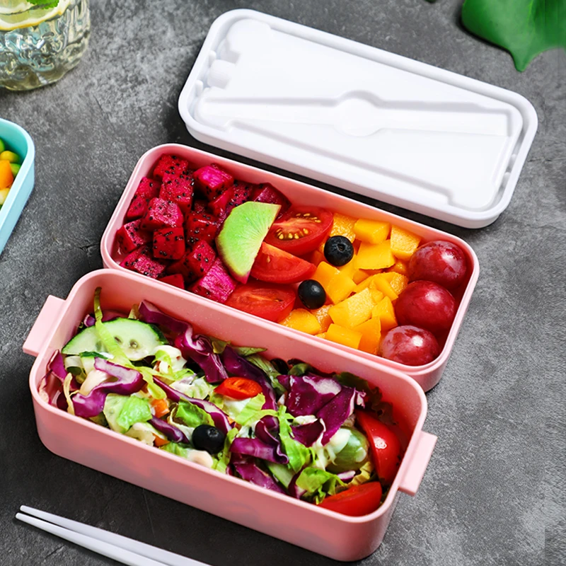 2 Слои Ланч-бокс для микроволновки японский дерева Bento Box Для Детский пищевой