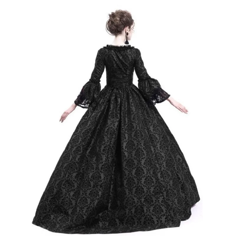 Larp Halloween Velvet Witch Princess noble Long Dress Adult Costume Cosplay Outwear Gothic Medieval Dress trumpet Queen Costume